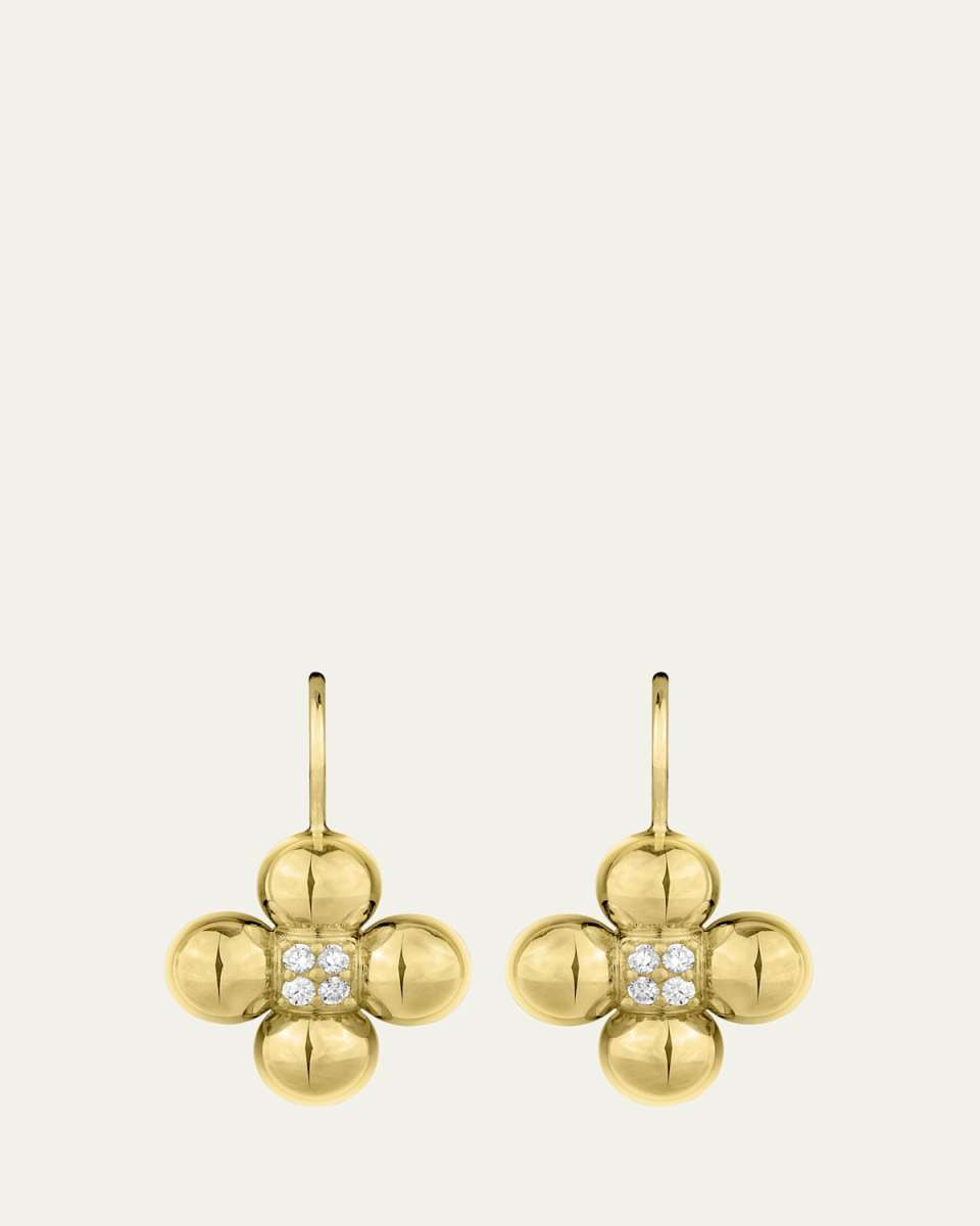 18K Yellow Gold 6mm Bead Orbit Earrings with Diamonds